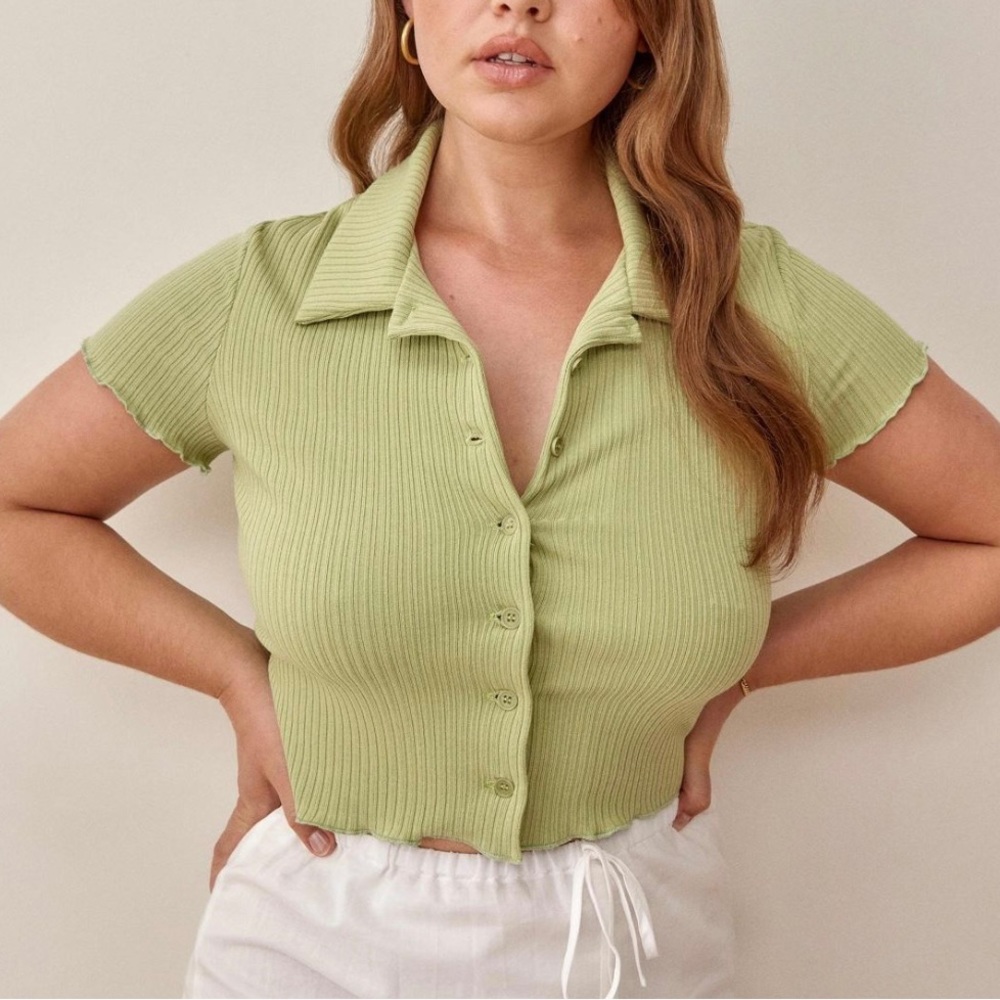 Reformation Jeans cropped button up shirt